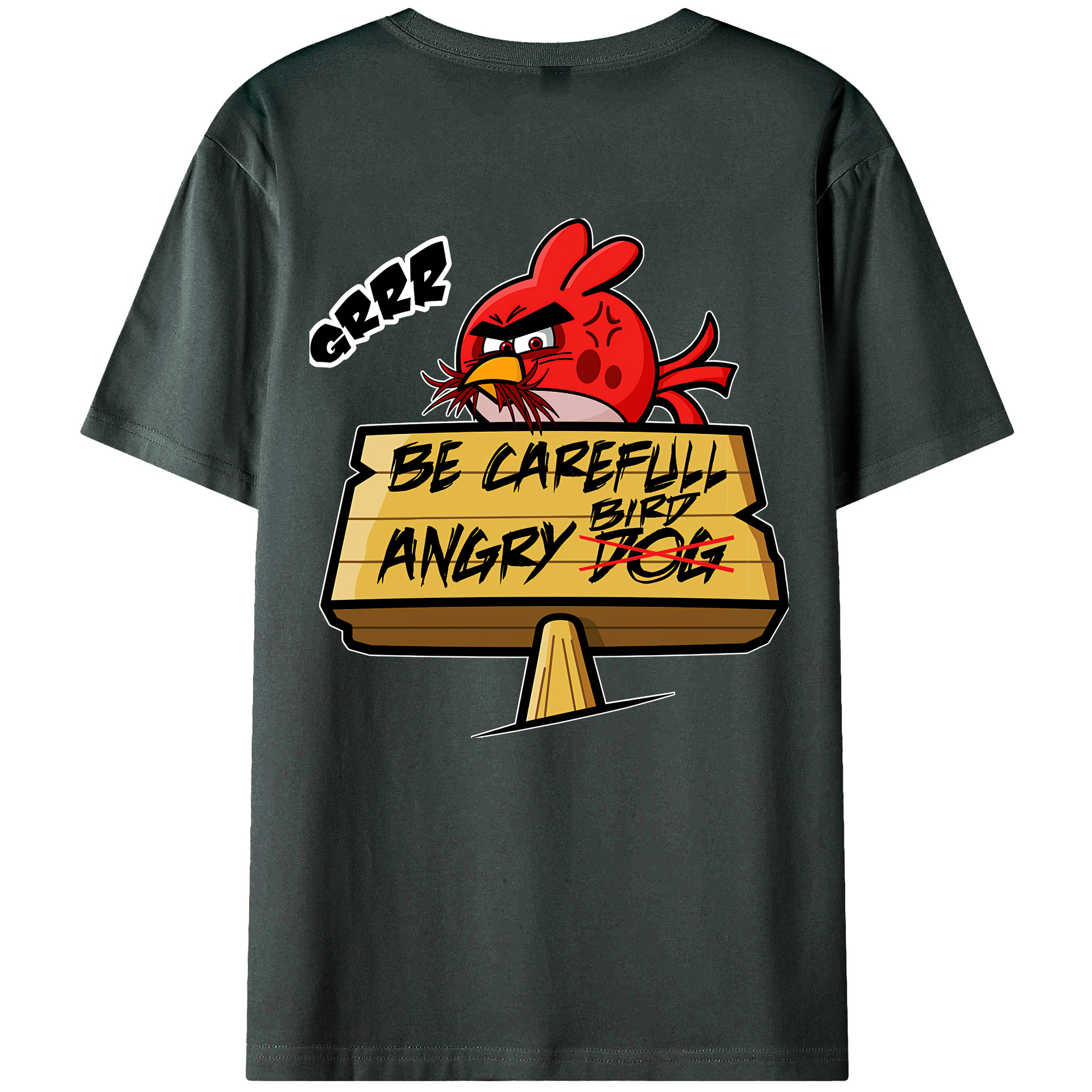 （画像用） Angry Birds アングリーバード 綿100％ メンズ半袖Tシャツ（バックプリント） 通気性